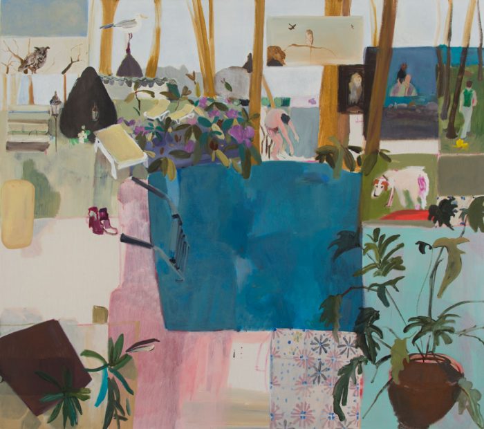 Andrea Freckmann, Huepfen und Springen, 2018, oil paint on linen, 160 x 180 cm