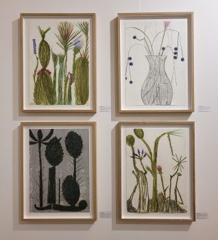 Art Rotterdam 2024, Dirk Zoete, Cactus Derivatives, 2022, pastel, pigment on paper, 4x 42 x 30 cm