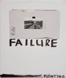 Bert Mebius, The Quintessence of Painting Is Non-Painting, 2024, acryl, collage en balpen op linnen, 60 × 50 cm