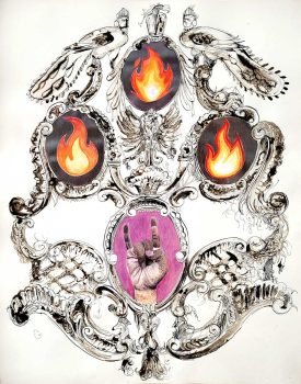 Catherine Lorent, Fake Fire III, 2024, inkt, gouache en grafiet op papier, 70 × 55 cm