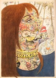 Corinne von Lebusa & Moritz Schleime, Toxicret, 2023, coloured pencil, ink on paper, 28 x 19,5 cm