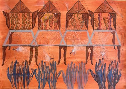 Dan Zhu, 'The Floating Seeds', 2022, watercolour, acrylic on paper, 70 x 100 cm