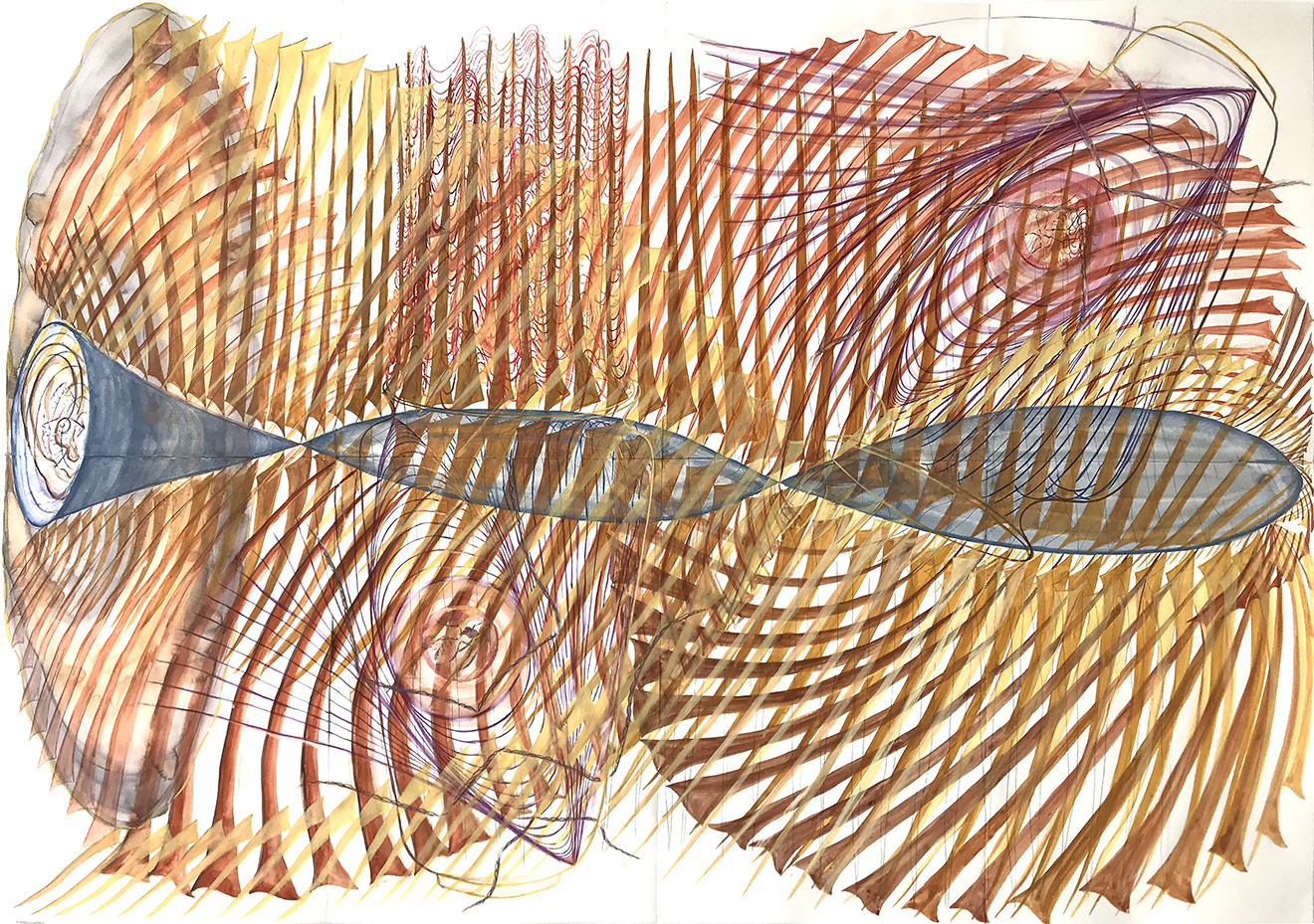 Dan Zhu, 'The Moth in the Eyes', 2021, acrylic, watercolour on paper, 84 x 118.8 cm