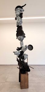 David Bade, Mother and Child, 2026, diverse materials pu-coating, 210 x 70 x 80 cm