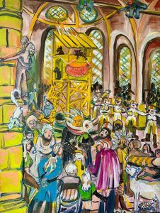 David Bade, 2025, In the name of the Mother, the Daughter and the Holy Animal, acrylic paint on linen, 80 x 60 cm