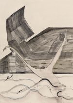 Diederik Gerlach, Am Rhein (Rasend), 2023, ink acrylic on paper, 70 x 50 cm