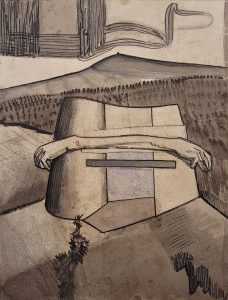 Diederik Gerlach, Tränenlandschaften, Arm mit zwei Händen, 2023, ink on paper, 32 x 24 cm
