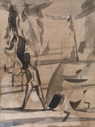 Diederik Gerlach, Der Suchende, 2023, ink on paper, 32 x 24 cm