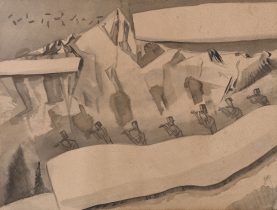 Diederik Gerlach, Goethe (Edel sei der Mensch), 2023, ink on paper, 45.5 x 61 cm