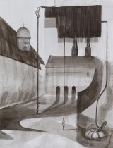 Diederik Gerlach, Im Harz (Goslar), 2023, ink on paper, 65 x 50 cm