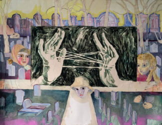 Dieter Mammel, Rubens Präg, Children's Game, 2026, ink, charcoal on canvas, 150 x 200 cm