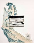 Dieter Mammel, Auswandern, Walk Away, 2026, ink on canvas, collage, 235 x 165 cm