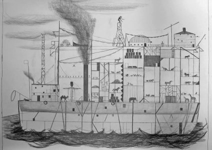 Dirk Zoete, Ark, 2011, pencil on paper, 165 x 240 cm