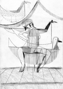 Dirk Zoete. Costume and Figure Play, 2013, pencil on paper, 92 x 65 cm