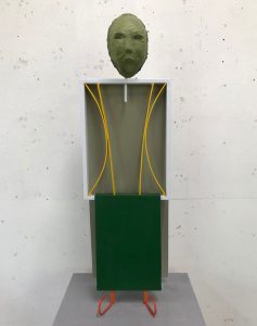 Dirk Zoete, Grumpy, Angry and Unpleasant, 2023, metal, metalpaint, plasticrete, 87 x 27 x 23 cm