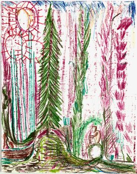 Dirk Zoete, San Vito I, 2025, chalk, oilpastel on paper, 28 × 21.5 cm