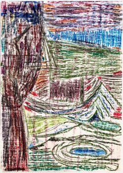 Dirk Zoete, San Vito 2, 2025, chalk, oilpastel on paper, 29,5 × 20 cm