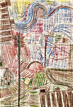 Dirk Zoete, San Vito, 3, 2025, chalk, oilpastel on paper, 30 × 19,5 cm