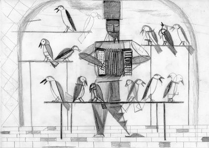 Dirk Zoete. Singing Birds, 2013, pencil on paper, 21 x 29,7 cm