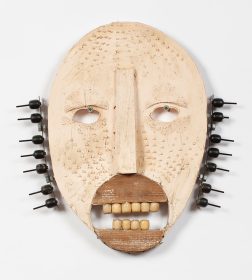 Dirk Zoete, no title (Plastermask 12), 2019, plaster, metal, wood, 40 x 38 x 5 cm