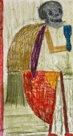Dirk Zoete, no title (Sculpture Study), 2024, oilpastel, pigment on paper, 64 X 34 cm