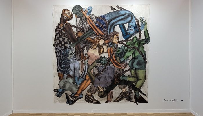 Susanna Inglada, Entrelazados, 2025, charcoal, acrylic, pastel on paper, 245 x 250 cm