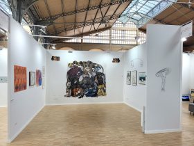 Galerie Maurits van de Laar, stand, Dan Zhu, Susanna Inglada, Roland Versloot (l. to r.)