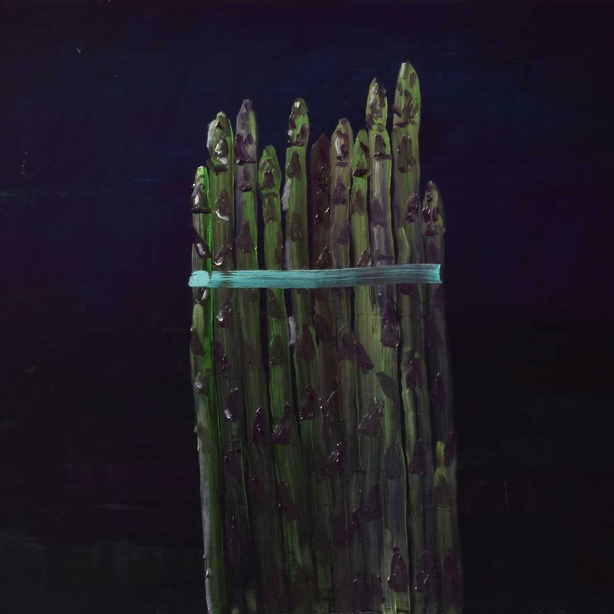 Erik Pape, Green Asparagus, 2025, oilpaint on panel, 60 x 80 cm