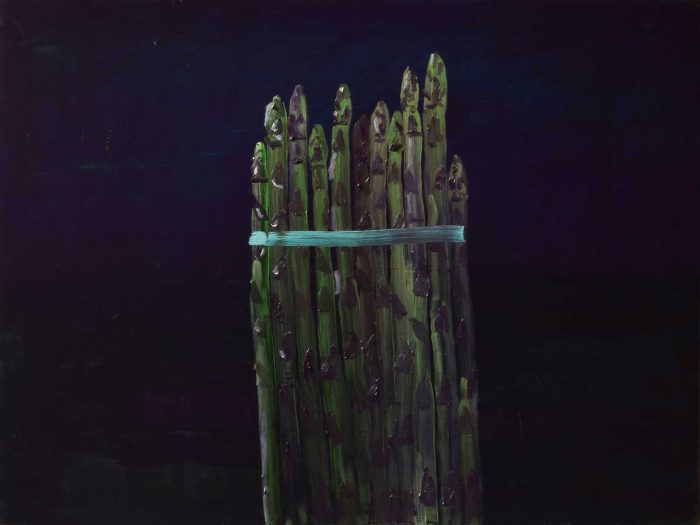 Erik Pape, Green Asparagus, 2025, oilpaint on panel, 60 x 80 cm