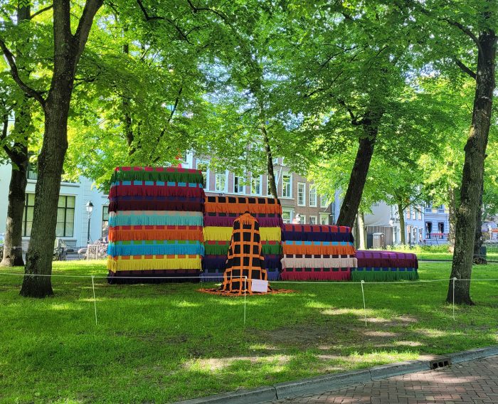 Fransje Killaars, All Colours Are Free, 2025, polyesterfabric, cotton, 350 x 160 x 1050 cm