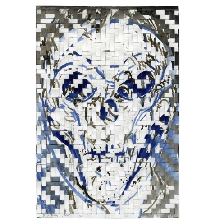 Henri-Jacobs-JD1040-(recto)-2025-watercolour-pencil-on-plaited paper, 23 x 
 15,5cm