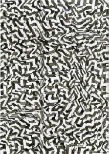 Henri Jacobs, JD 1038, kKk Interference (verso), 09 May 2025, plaited coloured paper, 54 x 38 cm