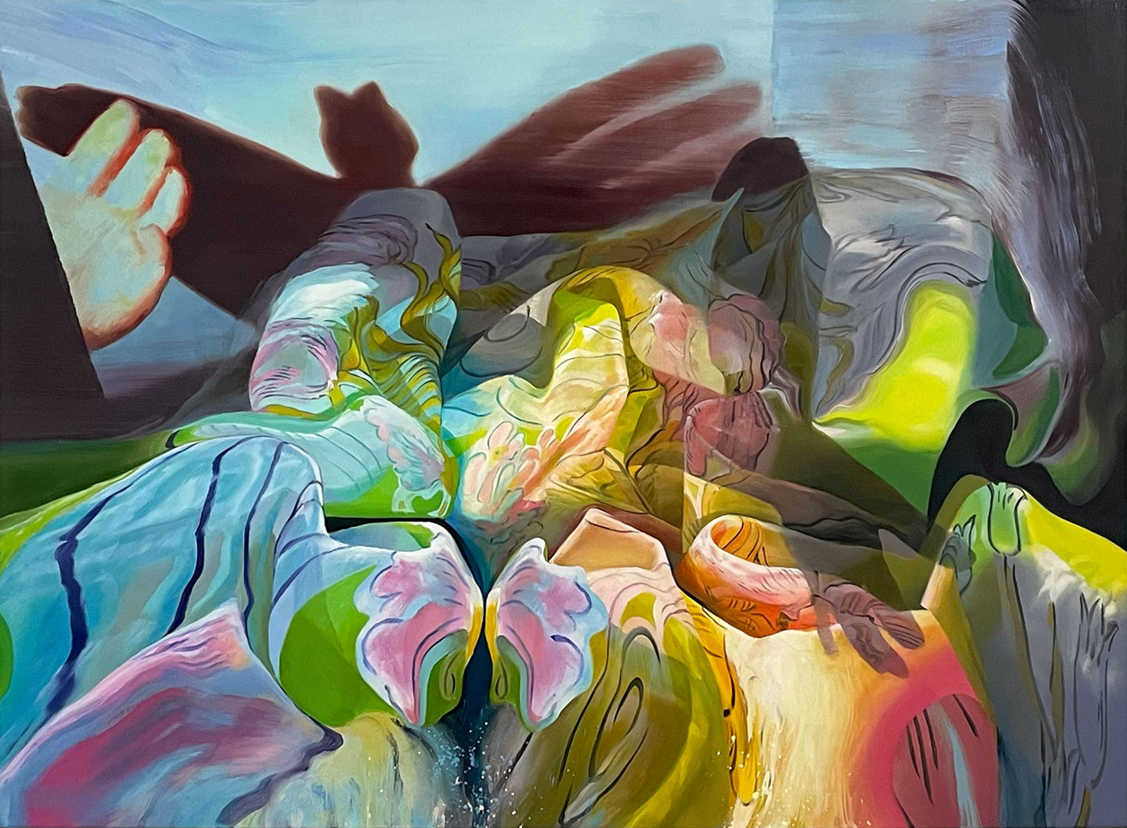 Janice McNab, The Shadow of Birds, 2023, oilpaint on linen, 120 x 165 cm