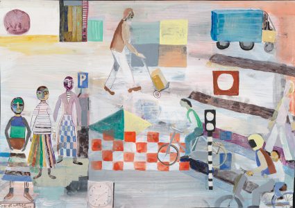 Jantien Jongsma, Doordeweekse Dagen (Weekly Days), 2023, gouache, ink on paper, 40 x 50 cm