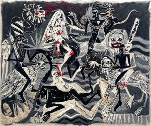 Julia Kiryanova, The Battle I, 2022 tufted wool on cotton, 220 x 260 cm