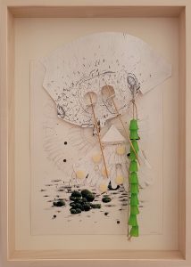 Karin van Dam, Facade, 2016, pencil, wood felt on paper, plastic, 41 x 27 x 4 cm