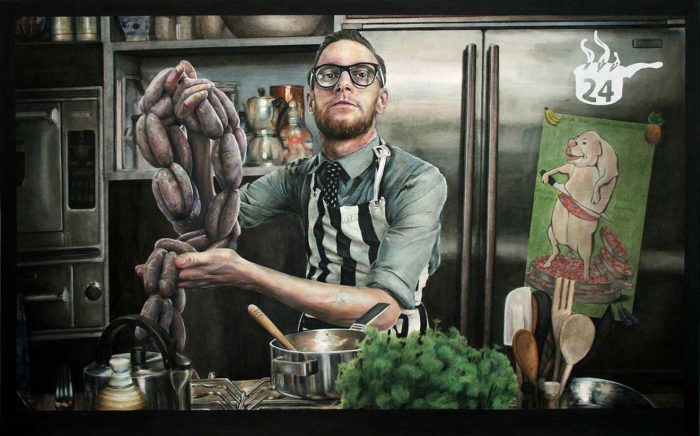 Kim-Hospers-All-Sausage-All-Day-2015-colourpencil-watercolour-on-paper-75x119cm