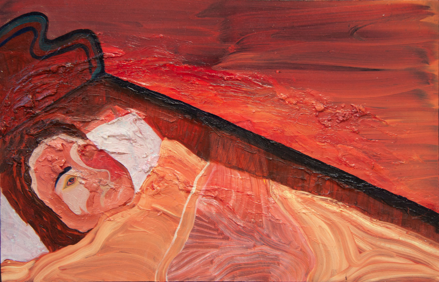 Lotte van Lieshout, Night in Bulgaria, 2023, oilpaint on panel, 25 x 50 cm