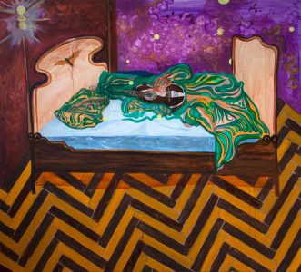 Lotte van Lieshout, Warm Bed, 2023, oilpaint on linen, 180x200cm