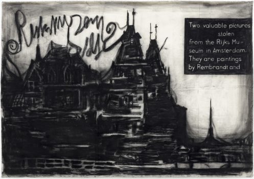 Marcel van Eeden, no title, 2020, compressed charcoal on canvas, 165 x 251 cm