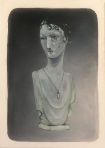 Marjolijn van der Meij, Mannequin Pierre Imans, 2025, oilpaint on paper, 42 x 30 cm