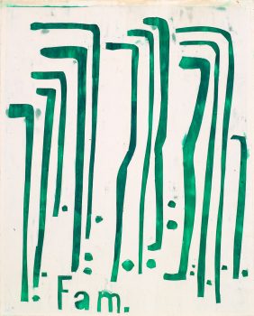 Martin Assig, Seelen, #14 (Fam.), 2020, cut out gouache, wax on paper, 30,5 x 25 cm