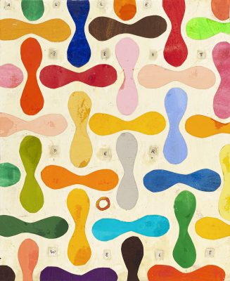 Martin Assig, Seelen #164 (Alle Zeit der Welt), 2020, cut out goauche, wax on paper, 30,5 x 25 cm