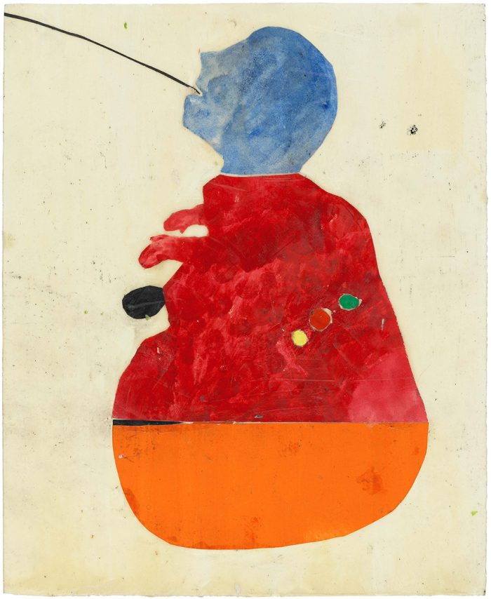 Martin Assig, Seelen #215, 2023, tempera, wax on paper, 30,5 x 25 cm