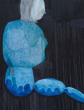 Martin Assig, Sympathisantin, 2024, gouache, wax on paper, 185 x 143 cm