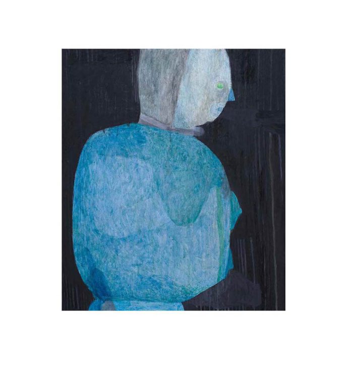 Martin Assig, Sympathisantin (detail), 2024, gouache, wax on paper, 185 x 143 cm