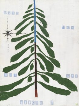 Martin Assig, Unvergänglich, 2022, tempera, paper, wax on panel, 185 x 143 cm