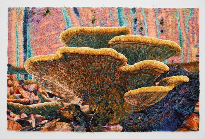 Martin Fenne, Portrait 5, 2020, satin piping, paper, aluminium, 165,6 x 112 cm