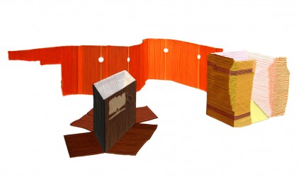 Martin Fenne. But there's a Storm Blowing, 2014, satin piping, 91 x 218 x 2 cm