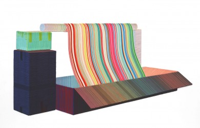 Martin Fenne. Twittering Machine, 2015, satin piping, 130 x 245 x 2 cm